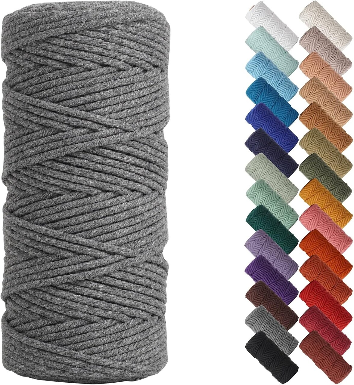 3mm x 109 Yards Natural Macrame Cord, Beige Cotton Rope for Wall Hangings, Plant Hangers, DIY Crafts & Knitting